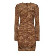 Beige Bloemenkanten Jurk Dolce & Gabbana , Brown , Dames