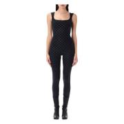 Monogram Square Neck Jumpsuit Misbhv , Black , Dames