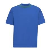 Flame Logo Blauw Katoenen T-shirt Palm Angels , Blue , Heren