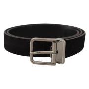 Elegante zwarte leren riem met lint Dolce & Gabbana , Black , Heren