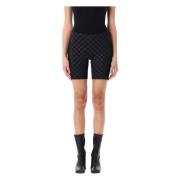 Monogram Biker Shorts met Mesh Panelen Misbhv , Black , Dames