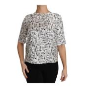 Elegante Zijden Trompetblouse Dolce & Gabbana , White , Dames