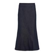 Blauwe Denim Zeemeermin Stijl Lange Rok RUE de Femme , Blue , Dames