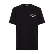 Zwart Logo Print Crew Neck T-shirt Dsquared2 , Black , Heren