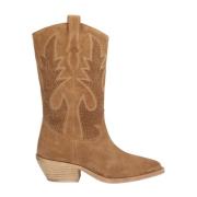 Camel Suede Cowgirl Boots Alpe , Brown , Dames