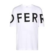 Logo Print Witte T-shirts en Polos Salvatore Ferragamo , White , Heren