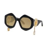 Zwart Spiegel Goud Zonnebril Philipp Plein , Black , Dames