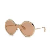 Rose Gold Brown Mirror Zonnebril Roberto Cavalli , Yellow , Dames