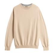 Katoenen Crewneck Jersey Sweater Woolrich , Beige , Heren