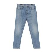 Lichtblauwe Denim Jeans met Klassieke Zakken Dondup , Blue , Heren