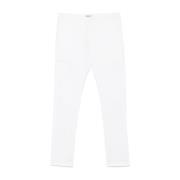 Witte Broek met Front Press-Stud Dondup , White , Heren