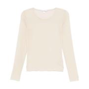 Beige Ronde Hals Langemouw Top Patrizia Pepe , Beige , Dames