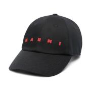 Zwarte Logo Hoed Stijlvolle Mode Accessoire Marni , Black , Heren