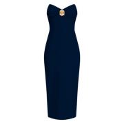 Elegante Midi Jurk met Strikdetail Elisabetta Franchi , Blue , Dames