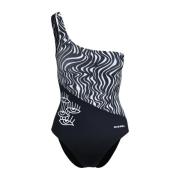 Zebra Print One-Shoulder Swimsuit Diesel , Black , Dames