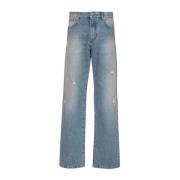 Blauwe Denim Jeans Balmain , Blue , Heren