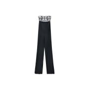 Boter/Zwarte jumpsuit met sjaal top Elisabetta Franchi , Black , Dames