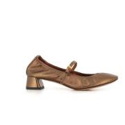 Bronzen Leren Ballerina Flats Lanvin , Brown , Dames