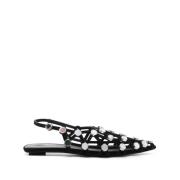 Zwarte Grid Sandalen met Stud Decoratie The Attico , Black , Dames