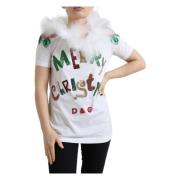 Elegant katoenen T-shirt met paillettenversiering Dolce & Gabbana , Mu...