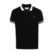 Contrast Trim Orb Polo Shirt Zwart Vivienne Westwood , Black , Heren