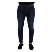 Weelderige Denim Jeans met Studs Dolce & Gabbana , Blue , Heren