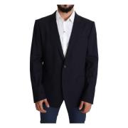 Elegante Martini Blazer van Zwart Wol Dolce & Gabbana , Black , Heren