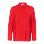 Rode Blouse met Kraag en Knopen InWear , Red , Dames