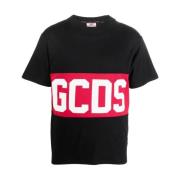 Zwart Band Logo T-shirt Gcds , Black , Heren