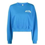 Logo Bedrukte Cropped Sweater Sporty & Rich , Blue , Dames