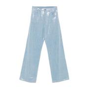 Hemelsblauwe Pailletten Denim Jeans Federica Tosi , Blue , Dames