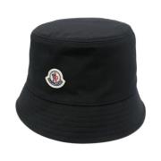 Zwarte Bucket Hat met Patch Moncler , Black , Dames