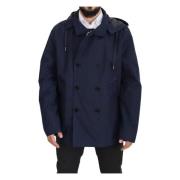 Elegante Blauwe Parka Jas Dolce & Gabbana , Blue , Heren