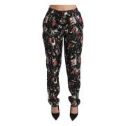 Luxe Zijden Skinny Broek met Middelhoge Taille Dolce & Gabbana , Multi...