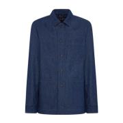 Denim Blouson met Minerale Wassing Kiton , Blue , Heren