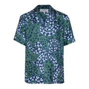 Bloemenprint zijden overhemd korte mouw Lanvin , Blue , Heren