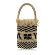 Rotan Bucket Tas Dames Handtas Miu Miu , Beige , Dames