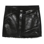 Gecoate Katoenen Minirok in Zwart Rick Owens , Black , Dames