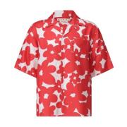 Zijden Korte Mouw Bloemenshirt Marni , Red , Heren