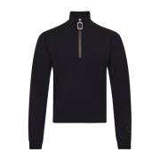 Zwarte Geborduurde Half Zip Sweater JW Anderson , Black , Heren