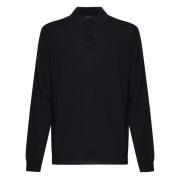 Klassieke Polo in Marineblauw Zanone , Black , Heren