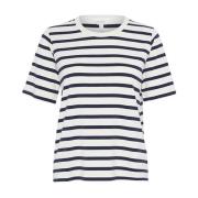 Gestreept T-shirt Marine Wit Ratanipw Part Two , Multicolor , Dames