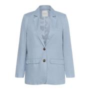 Vervaagde Denim Jack met Linnen Part Two , Blue , Dames