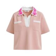 Paillet Versierde Gebreide Poloshirt Essentiel Antwerp , Pink , Dames