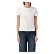 Wit Katoenen Logo T-Shirt Acne Studios , White , Dames