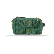 Leren schoudertas met rits Miu Miu , Green , Dames