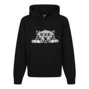 Zwarte Sweatshirt met Stijlvolle Borduursels Kenzo , Black , Heren