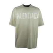 Casual Katoenen T-Shirt Balenciaga , Green , Heren