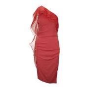 Asymmetrische One-Shoulder Jurk met Rits Elisabetta Franchi , Red , Da...