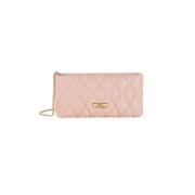 Gewatteerde Clutch met Gouden Details Elisabetta Franchi , Pink , Dame...